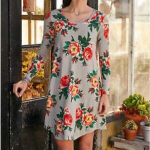 Matilda Jane women’s size extra large gray flower floral orange yellow dress